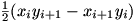 \frac{1}{2}( x_i y_{i+1} - x_{i+1} y_i) \frac{1}{2}( x_i y_{i+1} - x_{i+1} y_i)