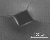  Indentation by a Diamond 
 Pyramid on Silicon Nitride 
 (Vickers Indenter, 10 kgf) 